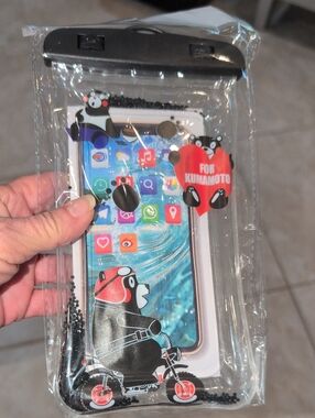 Waterproof Phone Pouch with Black Bear Design - Clear Black